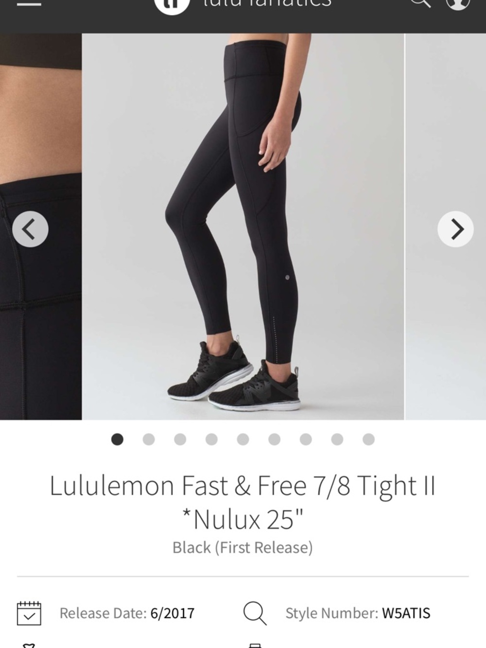 lululemon Fast & Free 7/8 Tight II *Nulux 25"